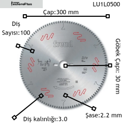 LU1L 0500 300X3,0/2,2X30 Z=100 İÇ AÇILI TESTERE 5 DİŞ ÖZELLİK
